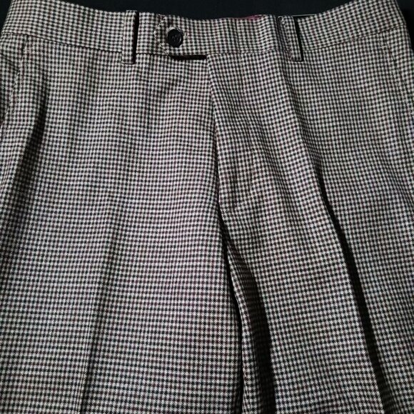 NEW Bar III Check Print Suit Separate Slim Fit Suit Pants Burgundy/Black, 30x32 - Picture 6 of 15